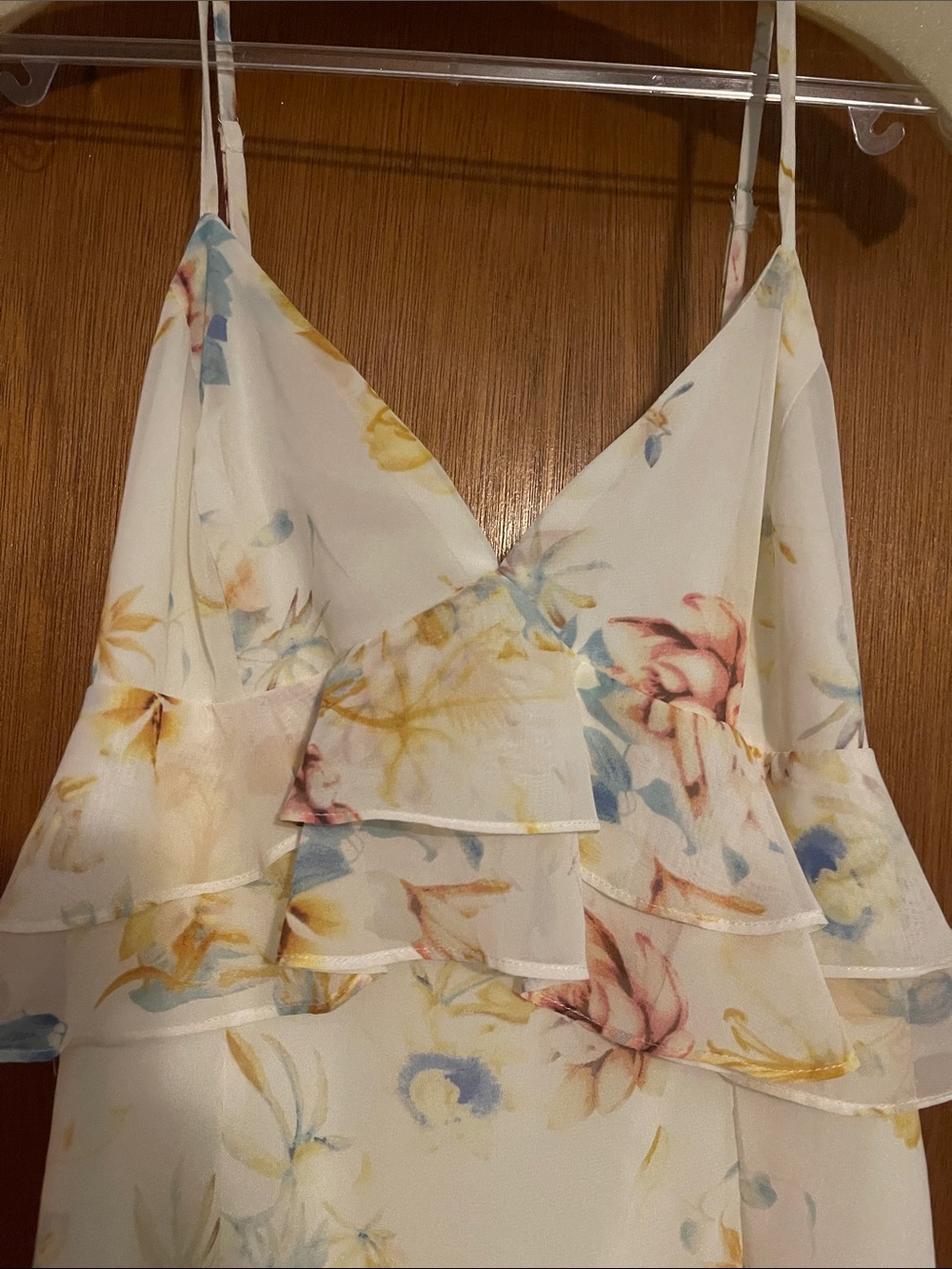 Lulu's Cream Floral Ruffle Mini Dress - Picture 3 of 6